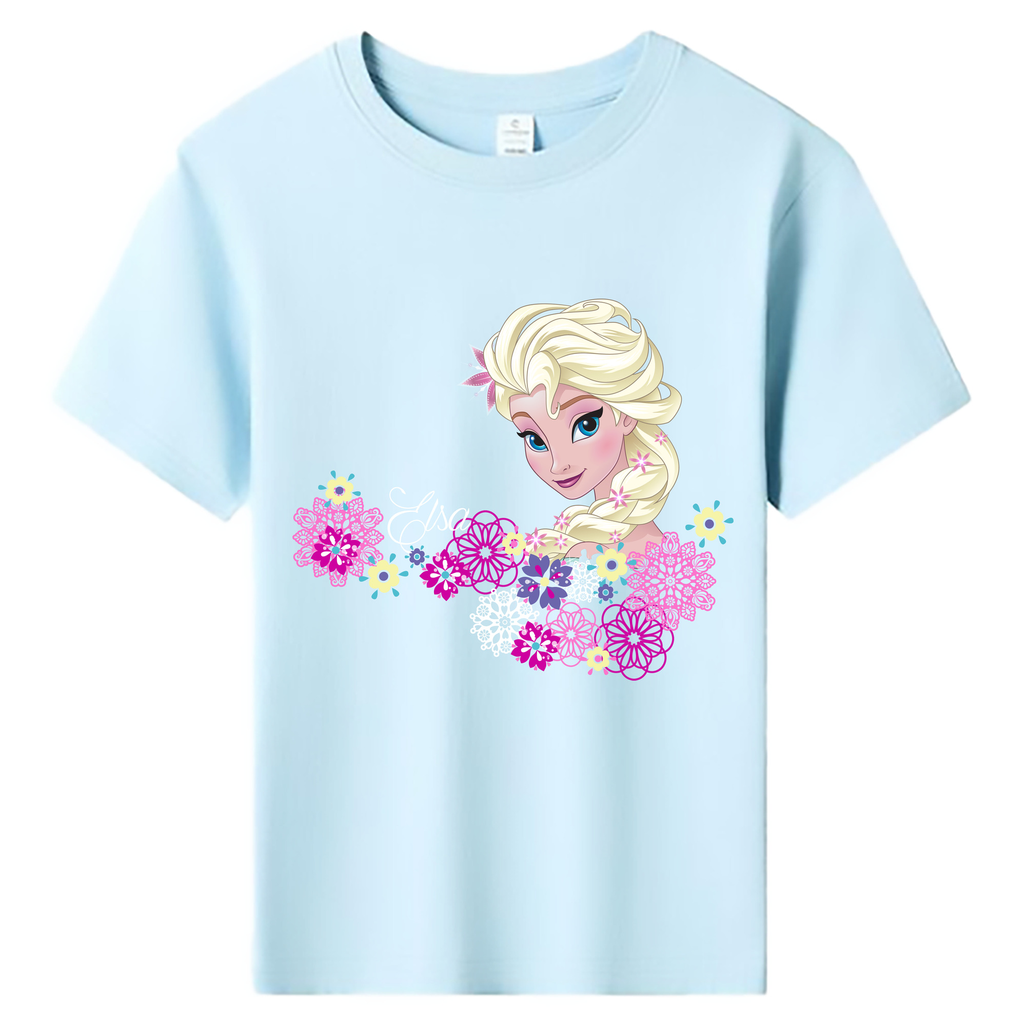 （画像用） アナと雪の女王 アンナ エルサ Frozen Anna Elsa 綿100％キッズTシャツ（フロントプリント）